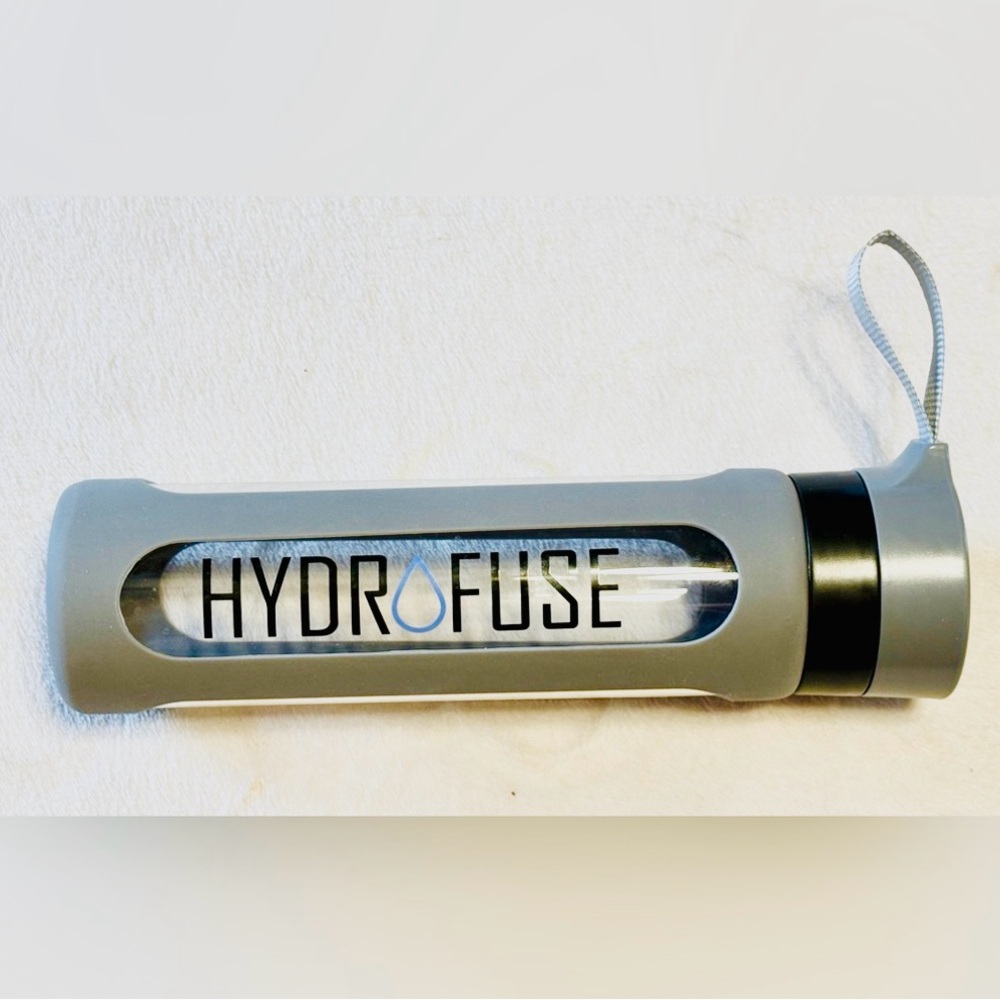 Hydrofuse Fruit Infusion BPA Free Glass Water Bottle W/ Gray Rubber Grip